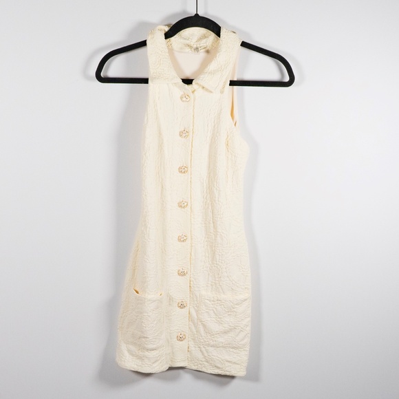 Devon Windsor Collins Collared Sleeveless Button Front Mini Dress Coconut Swirl - Picture 1 of 4